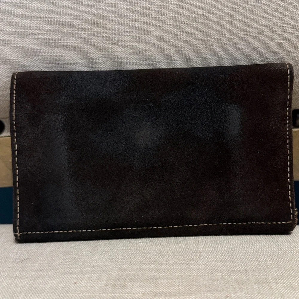 Men's Vintage Dark Brown Tri-fold Suede Leather Wallet